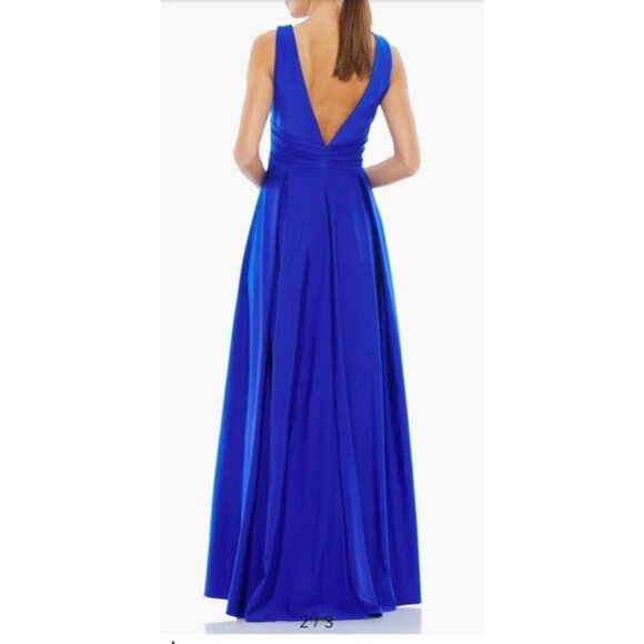 Mac Duggal Long Formal V Front Back Gown Dress 14 Royal Blue NWT $398 - Picture 6 of 14